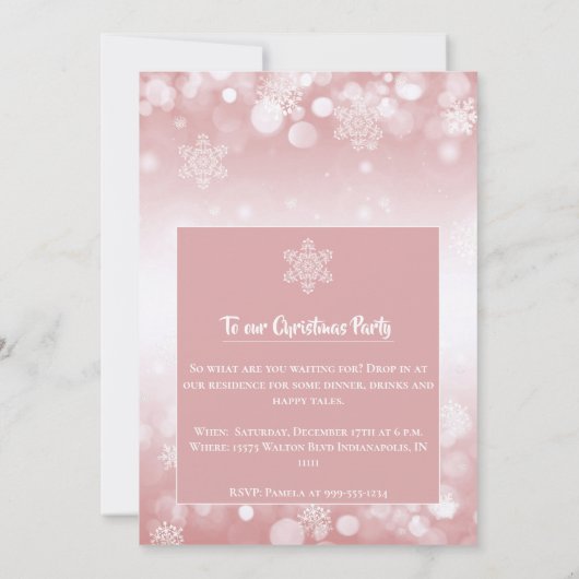 Winter Forest Snowman Kerstmis | Roze partij Kaart (Achterkant)