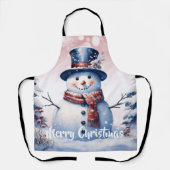 Winter Forest Snowman Kerstmis | Roze Schort (Voorkant)