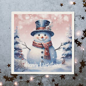 Winter Forest Snowman Kerstmis | Roze Servet