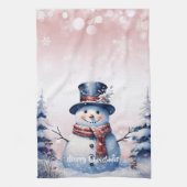 Winter Forest Snowman Kerstmis | Roze Theedoek (Verticaal)