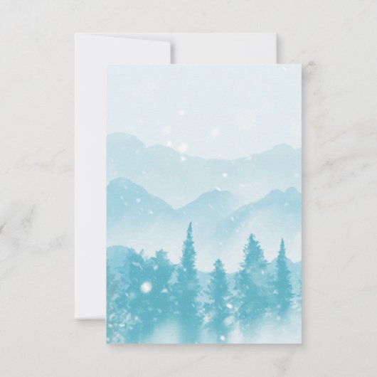 Winter Forest Snowy Mountain Wedding Save The Date (Achterkant)