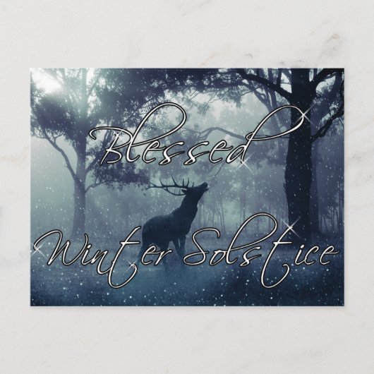 Winter Forest Stag Blessed Winter solstice Briefkaart (Voorkant)