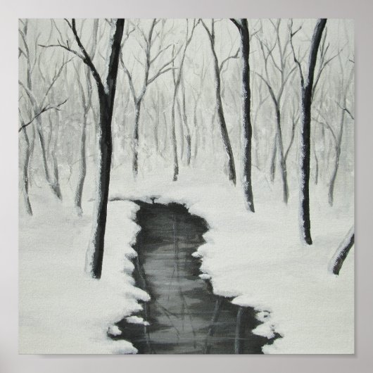 Winter Forest Stream Fine Art Print (Voorkant)
