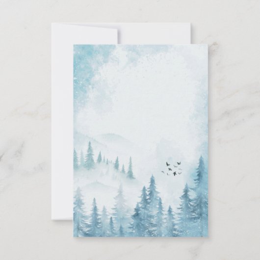 Winter Forest, String Light, Wedding Reception Kaart (Achterkant)