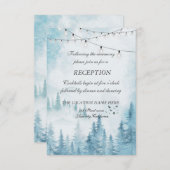 Winter Forest, String Light, Wedding Reception Kaart (Voorkant / Achterkant)