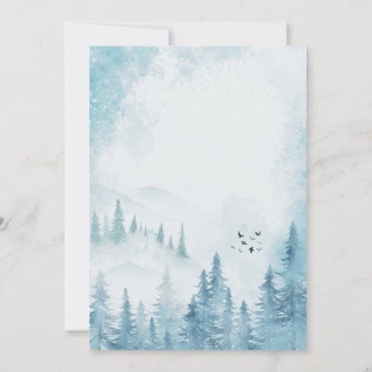 Winter Forest, String Lights Verloving Kaart (Achterkant)