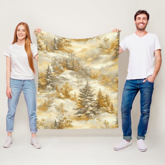Winter Forest Toile de Jouy Pattern (1) Fleece Deken (In situ)