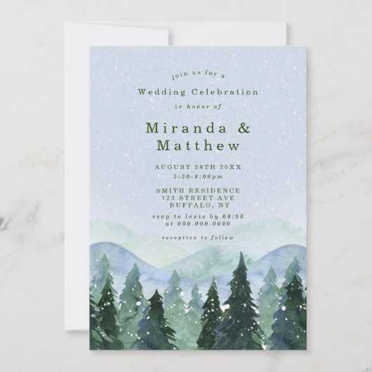 Winter Forest Trees Scenery Wedding Invitations (Voorkant)