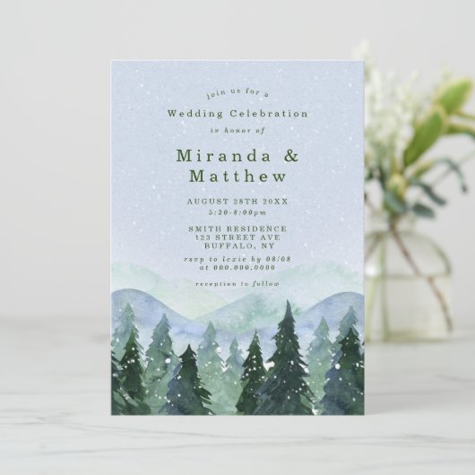 Winter Forest Trees Scenery Wedding Invitations (Staand voorkant)