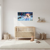 Winter Forest Walk Cozy Parent & Child Snowy Night Poster