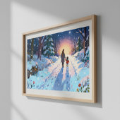 Winter Forest Walk Cozy Parent & Child Snowy Night Poster