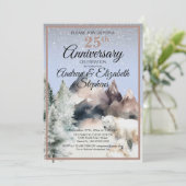 Winter Forest Watercolor Anniversary Invitation Kaart (Staand voorkant)