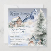 Winter Forest Watercolor Birthday Flat Card (Voorkant)
