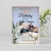 Winter Forest Watercolor Birthday Foil Invitation Folie Uitnodiging (Staand Voorkant)