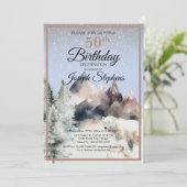 Winter Forest Watercolor Birthday Invitation Kaart (Staand voorkant)