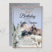 Winter Forest Watercolor Birthday Invitation Kaart (Voorkant / Achterkant)
