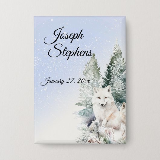 Winter Forest Watercolor Button (Voorkant)