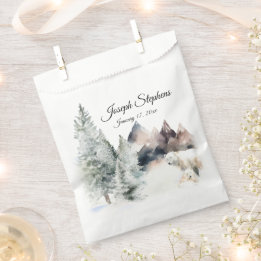 Winter Forest Watercolor Favor Bags Bedankzakje