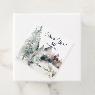 Winter Forest Watercolor Favor Tags Bedankjes Labels