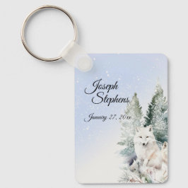 Winter Forest Watercolor Keychain
