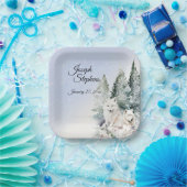 Winter Forest Watercolor Paper Plate Papieren Bordje (Feest)