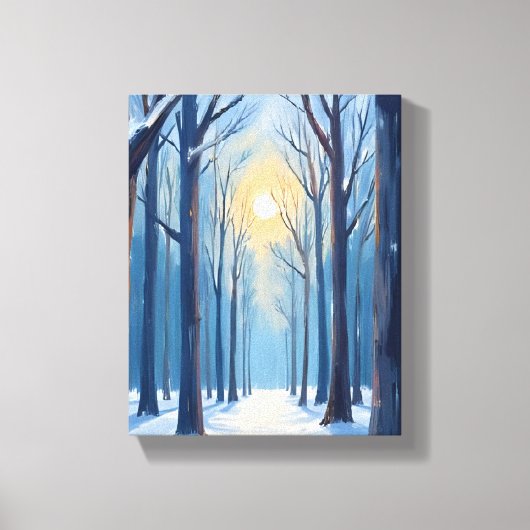 Winter Forest Watercolor Tree Painting Canvas Afdruk (Voorkant)