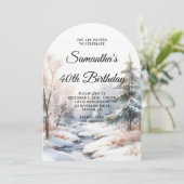 Winter Forest Waterverf Foto 40e verjaardag Kaart (Staand voorkant)