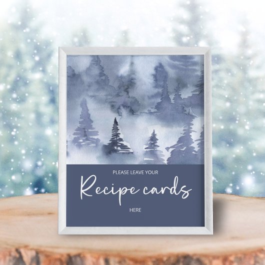 Winter Forest Waterverf Laat je receptkaart achter Poster