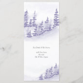 Winter Forest Waterverf Lavender Wedding Menu (Achterkant)