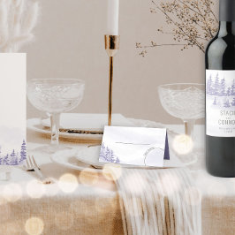 Winter Forest Waterverf Lavender Wedding Plaatskaartje