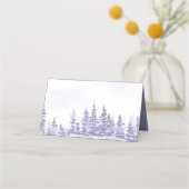 Winter Forest Waterverf Lavender Wedding Plaatskaartje (Achterkant)