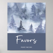Winter Forest Waterverf Navy Blue gunsten Poster (Voorkant)