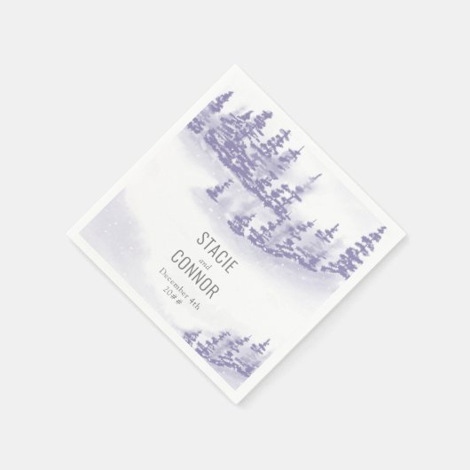 Winter Forest Waterverf Personalized Wedding Servet (Hoek)