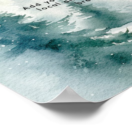 Winter Forest Wedding Bar Menu Teken Poster (Hoek)