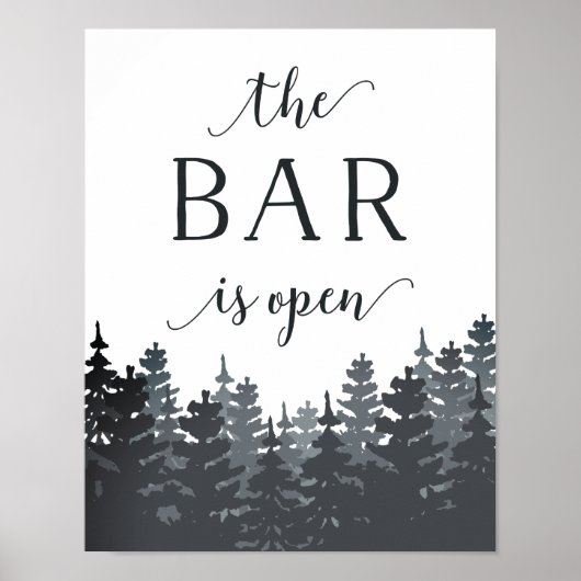 Winter Forest Wedding Bar Sign Poster (Voorkant)