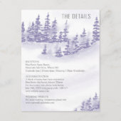Winter Forest Wedding Details Lavender Waterverf Informatiekaartje (Voorkant)