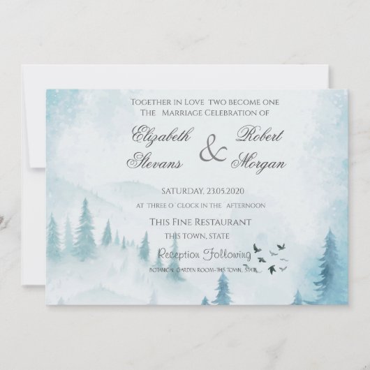 Winter Forest Wedding Invitation Kaart (Voorkant)