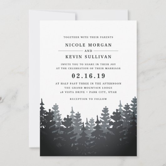 Winter Forest Wedding Invitation Kaart (Voorkant)