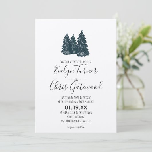 Winter Forest Wedding Invitation Kaart (Staand voorkant)