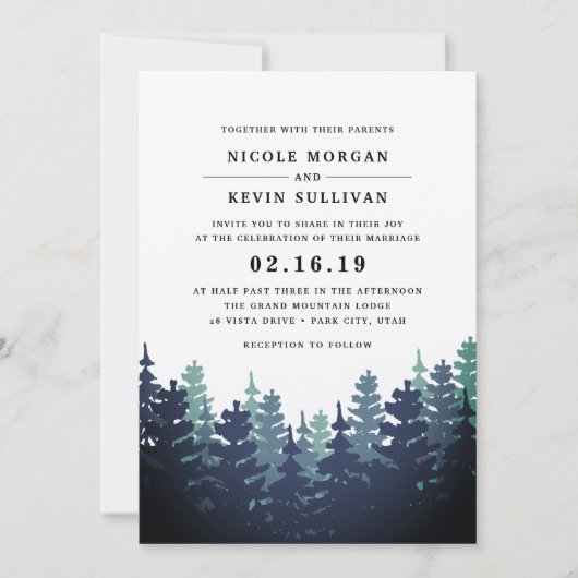 Winter Forest Wedding Invitation Kaart (Voorkant)