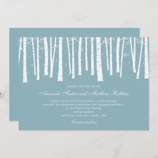 Winter Forest Wedding Invitations Kaart (Voorkant / Achterkant)