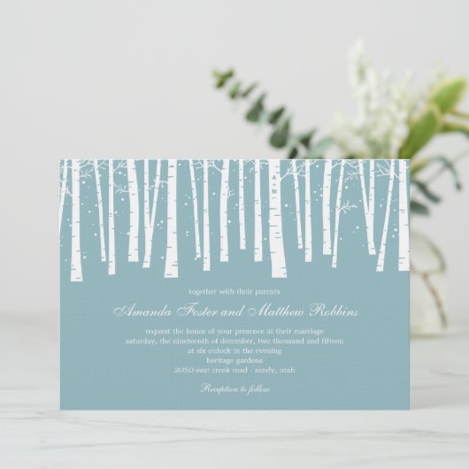 Winter Forest Wedding Invitations Kaart (Staand voorkant)