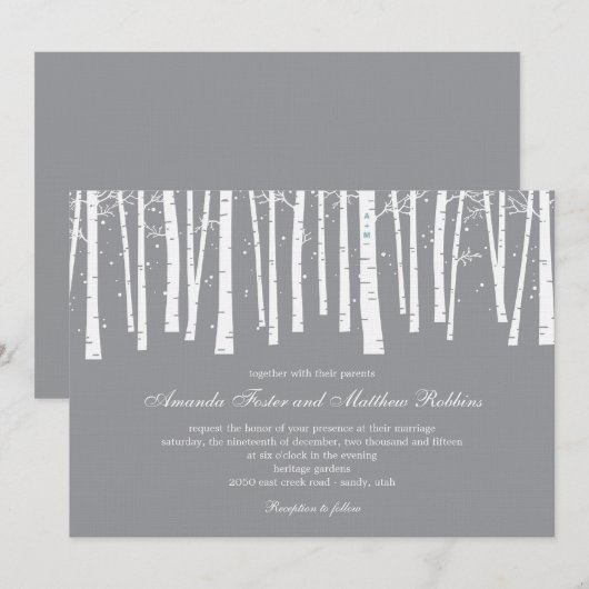 Winter Forest Wedding Invitations Kaart (Voorkant / Achterkant)