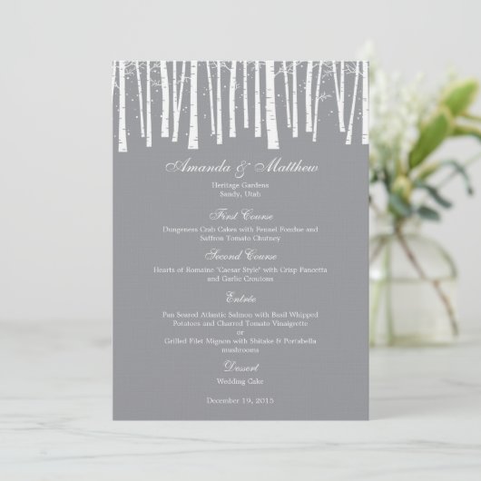 Winter Forest Wedding Menu Card (Staand voorkant)