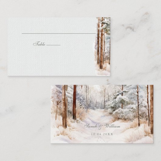 Winter Forest Wedding Place Card Plaatskaartje (Voorkant / Achterkant)