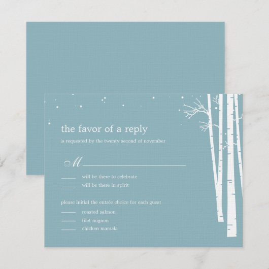 Winter Forest Wedding RSVP/Response Card RSVP Kaartje (Voorkant / Achterkant)