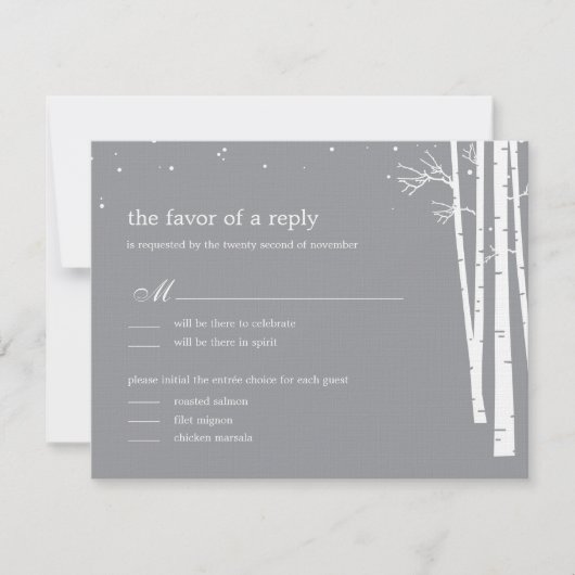 Winter Forest Wedding RSVP/Response Kaart (Voorkant)