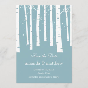 Winter Forest Wedding Save the Date Kaarten