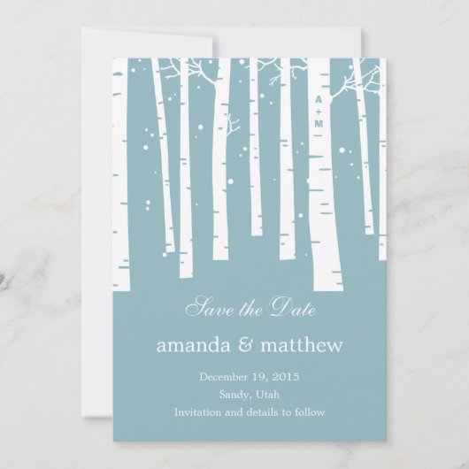 Winter Forest Wedding Save the Date Kaarten (Voorkant)