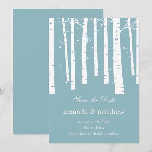 Winter Forest Wedding Save the Date Kaarten (Voorkant / Achterkant)